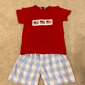 The Smocking Place Smocked Flag Shorts Set